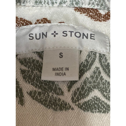 Sun + Stone Mens Beige Floral Tropical Short Sleeve Button Down Camp Shirt Top S