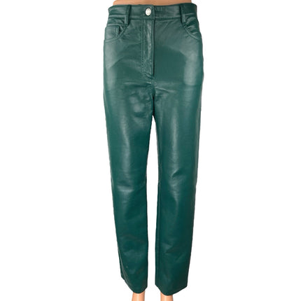 Aritzia Wilfred The Melina Faux Leather Green Women's Straight Casual Pants 4