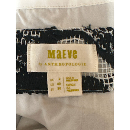 Anthropologie Maeve White Black Paisley Sleeveless Mini Bodycon Dress Size 00