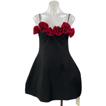 NEW Mew Mews Black Red Floral Rose Sleeveless Cami Fit & Flare Mini Dress Size M