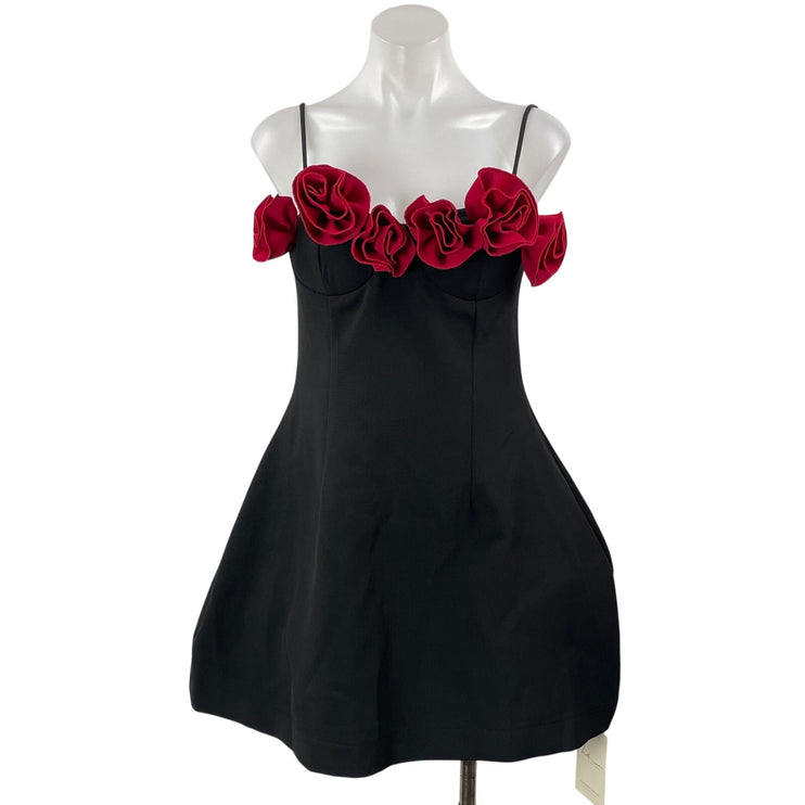 NEW Mew Mews Black Red Floral Rose Sleeveless Cami Fit & Flare Mini Dress Size M