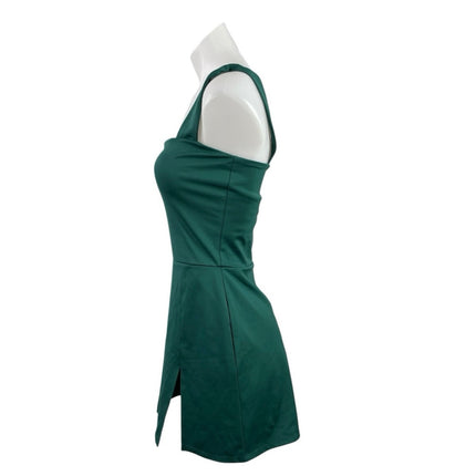 Reformation Daria Ecomove Green Sleeveless Slit Square Neck Mini Bodycon Dress M