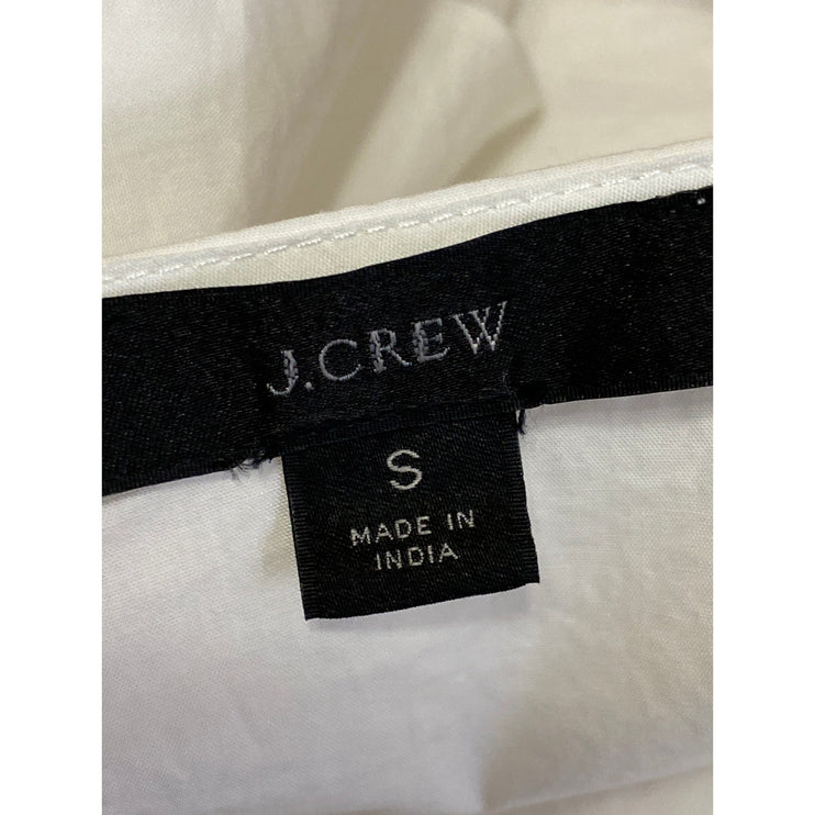 J.Crew White Short Puff Sleeves V Neck Side Tie Mini A-Line Wrap Dress Size S