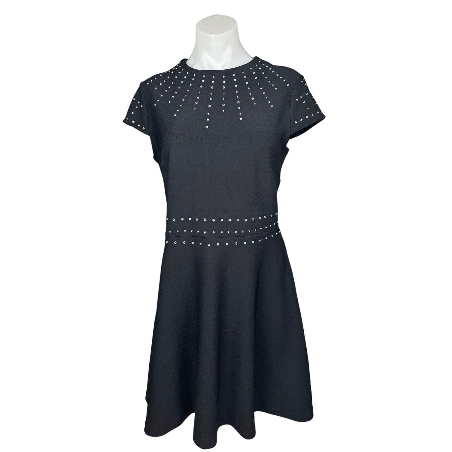 H&M Black Cap Sleeve Crew Studded Rhinestone A Line Fit & Flare Mini D Brie H&M Black Cap Sleeve Crew Studded Rhinestone A Line Fit & Flare Mini D Brie
