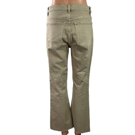 MNG Mango Sienna Olive Green High Rise Flared Bootcut Denim Jeans Pants Size 8
