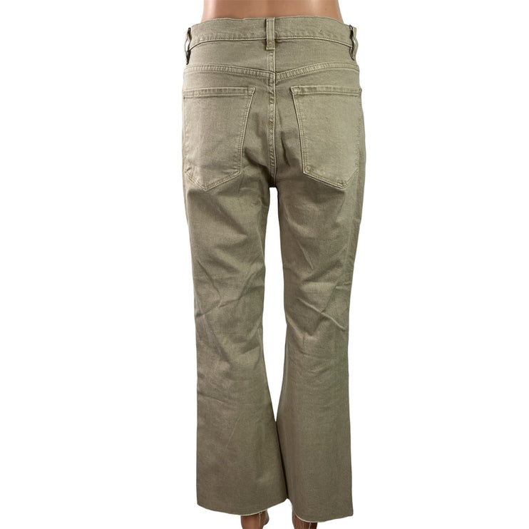 MNG Mango Sienna Olive Green High Rise Flared Bootcut Denim Jeans Pants Size 8