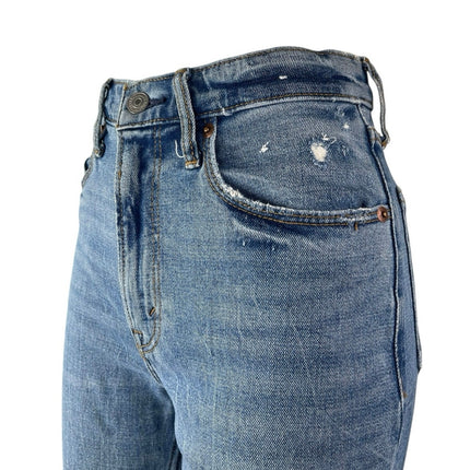 Abercrombie & Fitch The Ankle Straight High Rise Distressed Denim Jeans Size 24