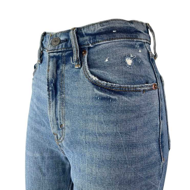 Abercrombie & Fitch The Ankle Straight High Rise Distressed Denim Jeans Size 24