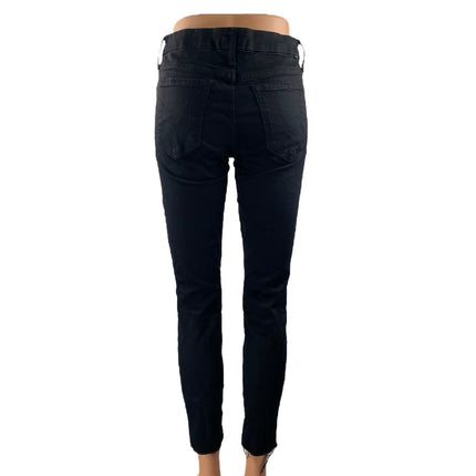Mother Women's Black Mid Rise Distressed Skinny Raw Hem Denim Jeans Size 27