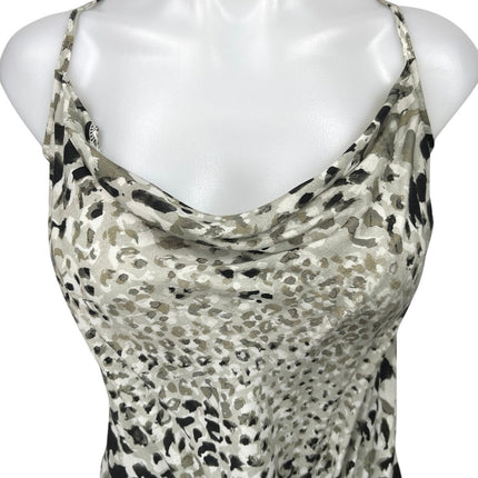 NEW Bella Dahl Green Animal Print Sleeveless Cowl Neck Cami Camisole Tank Top L