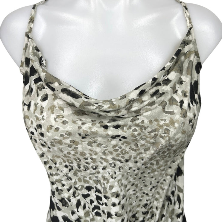 NEW Bella Dahl Green Animal Print Sleeveless Cowl Neck Cami Camisole Tank Top L