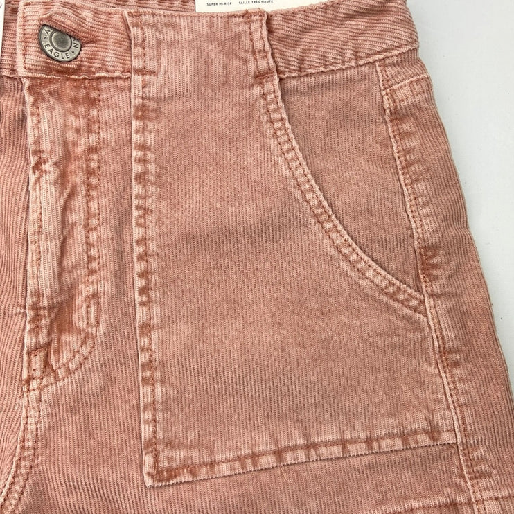 American Eagle Outfitters NWT Pink Corduroy Super Hi-Rise Stretch Walk Shorts 4