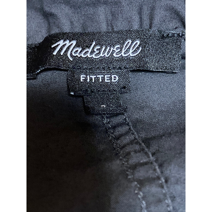 Madewell Women's Gray Collared Long Sleeve Crop Fitted Boxy Shirt Blouse Top 2