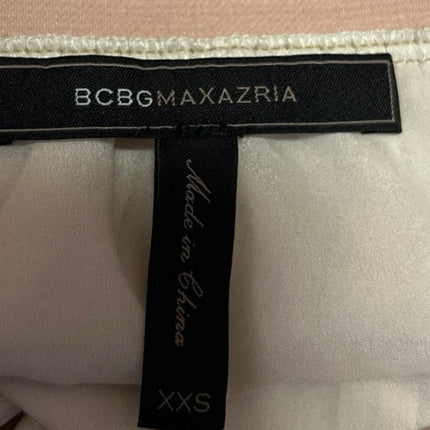 BCBGMaxazria Zana Beige White Pleated Tiered Layered Mini A-line Skirt Size XXS