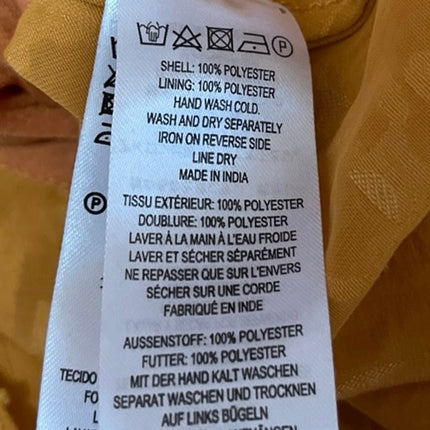 French Connection Brenna Yellow Long Puff Sleeve V-Neck Peplum Blouse Top Size 8
