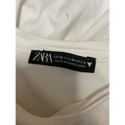 Zara White Crew Neck Long Sleeve Yoga Athletic Activewear Crop Tee T-Shirt Top M