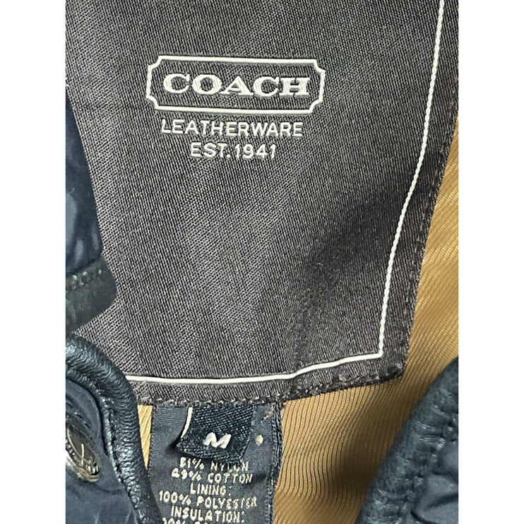 Coach Leatherware Women's Black Puffer Quilted Long Sleeve Coat Jacket Size M