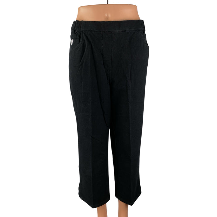 NEW Dream Jeannes Black High Rise Elastic Waist Wide Leg Trouser Dress Pants L