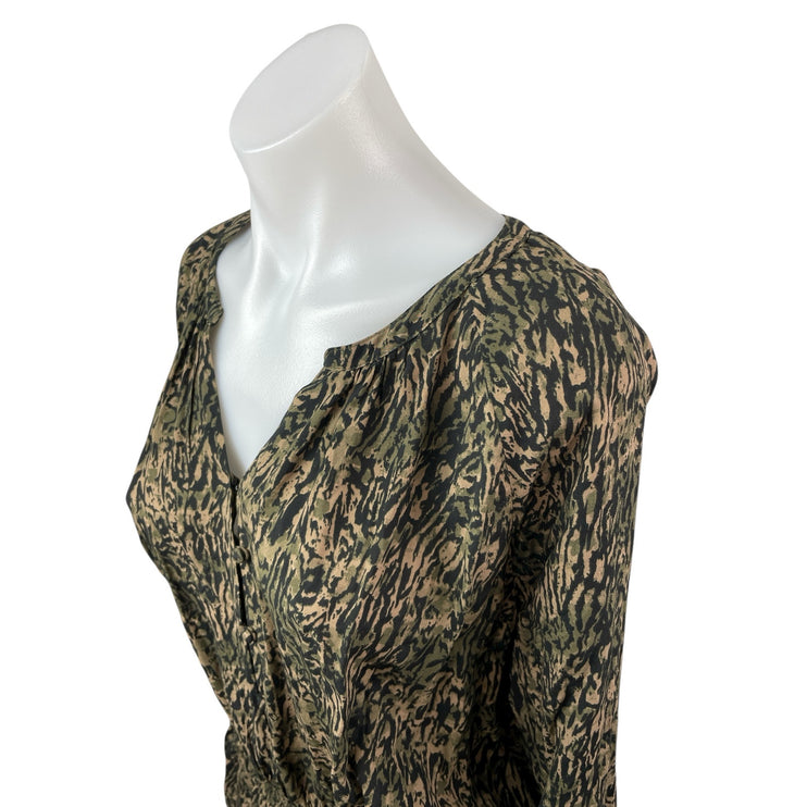 Rails Jasmine Women's Olive Green Static Long Sleeve Blouson Mini Dress Size L