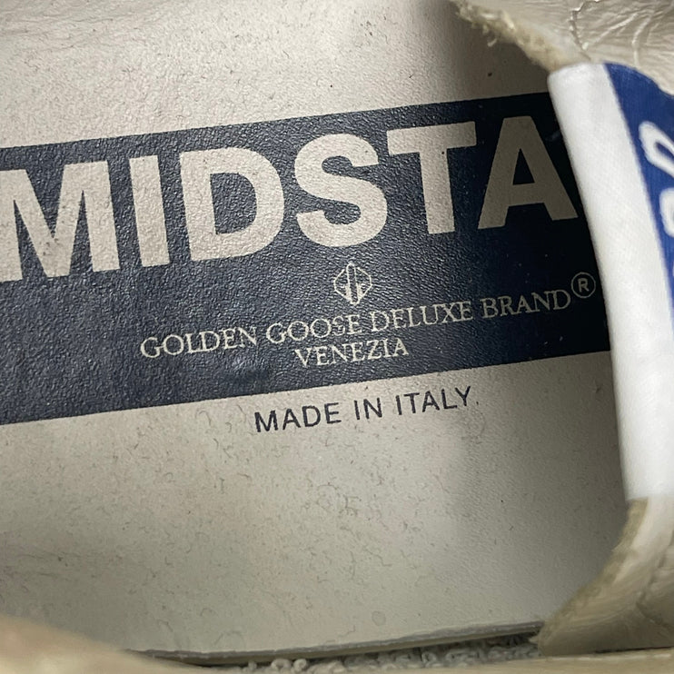 Golden Goose Mid Star Women's White Blue Lace-Up Mid-Top Sneakers Shoes Size 8.5