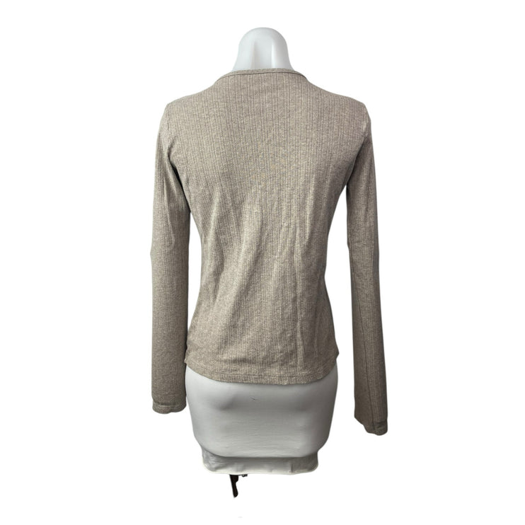 Brandy Melville Beige Crew Neck Long Sleeve Button Down Cardigan Sweater Top M/L
