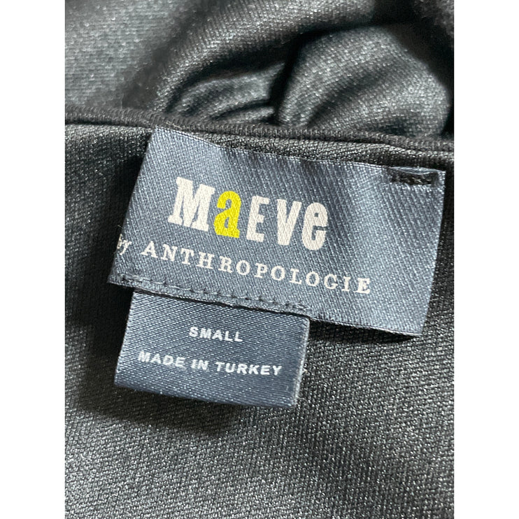 Anthropologie Maeve Black Sleeveless V Neck Ruched Corset Bustier Crop Top Sz S