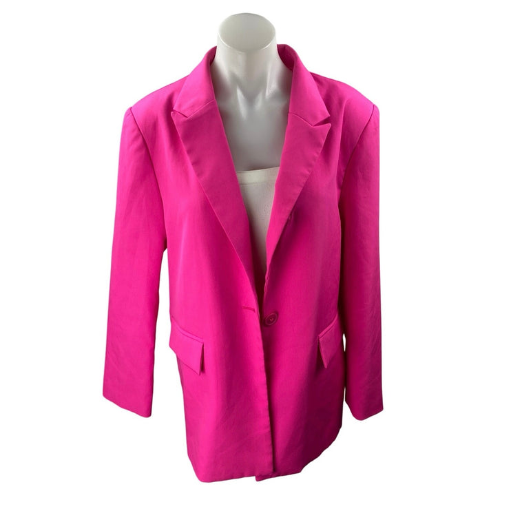 Missguided Women's Pink Notch Collar Button Long Sleeve Blazer Coat Jacket Sz 0
