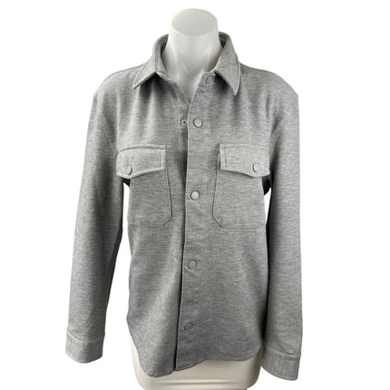 Zara Women's Gray Collared Long Sleeve Pockets Button Down Shirt Coat Jacket S
