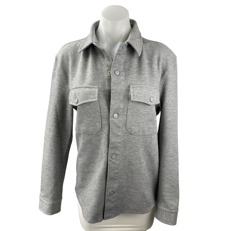 Zara Women's Gray Collared Long Sleeve Pockets Button Down Shirt Coat Jacket S
