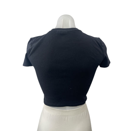Aritzia Tna Womens Black Rib Knit Crew Neck Short Sleeves Crop Tee T-Shirt Top S