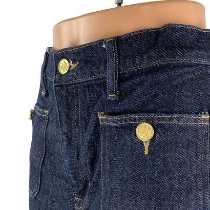 J.Crew 1996 Denim Trousers Blue Dark Wash High Rise Flare Wide Leg Jeans Size 30