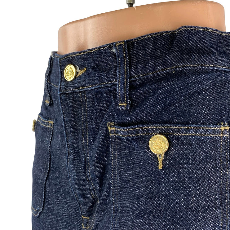 J.Crew 1996 Denim Trousers Blue Dark Wash High Rise Flare Wide Leg Jeans Size 30