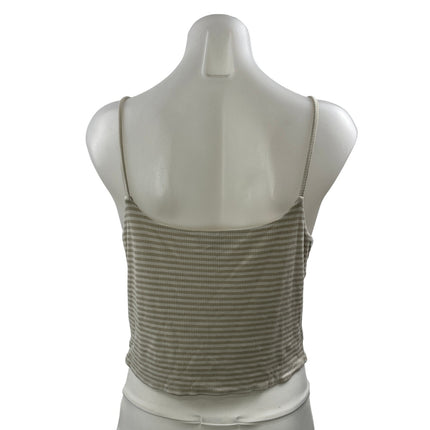 Nordstrom BP. Women's Beige Striped Sleeveless Knit Cami Tank Crop Top Size M