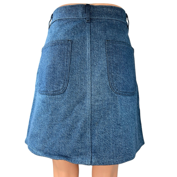 & Other Stories Blue Denim Mini Knee Length Straight Pencil Jean Skirts Size 8