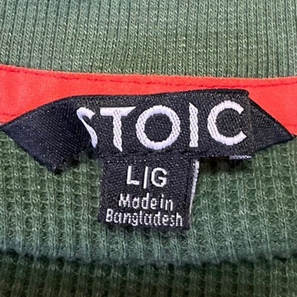 Stoic Men's Green Waffle Knit Long Sleeve Crew Neck Pocket Sweater Top Size L