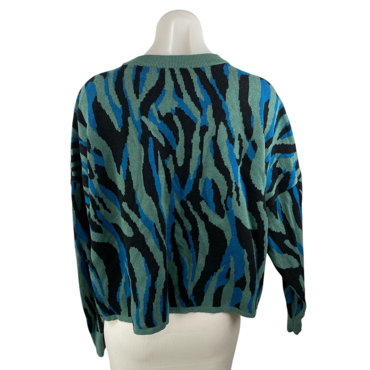 Bar III Womens Blue Animal Print Crew Neck Long Sleeve Pullover Sweater Top XXL