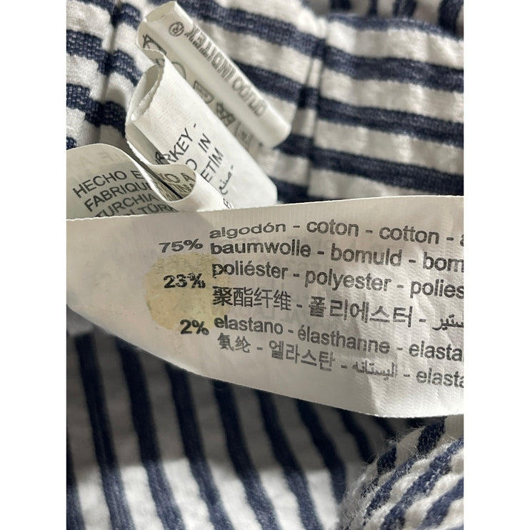 Zara Women's Black White Stripes High Rise Tie Belt Mini Paperbag Shorts Size L