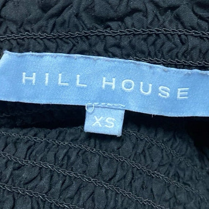 Hill House Home Nesli Black Puff Sleeve Smocked Tiered Midi A-Line Nap Dress XS