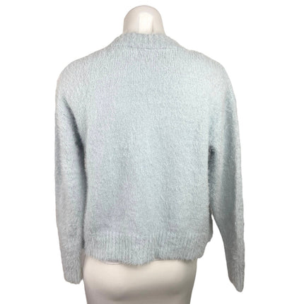 Sweet & Sinful Blue Mohair Eyelash Knit Cozy Open Cardigan Sweater Top Size S