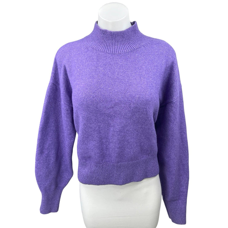 & Other Stories Purple Wool Knit Mock Neck Long Sleeve Pullover Sweater Top S