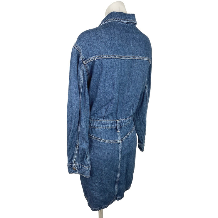 Mango MNG Womens Blue Collared Long Sleeve Knee Length Denim Shirt Dress Size 10