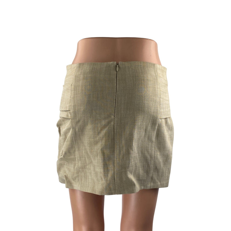 Zara Women's Beige Rosette Floral Bow Front Low Rise Zipper MIni Pencil Skirt XS