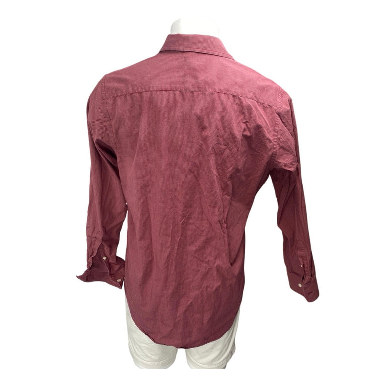 Banana Republic Men's Red Checkered Long Sleeve Button Down Shirt Top Size L