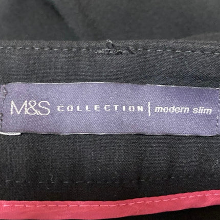 M&S Collection Modern Slim Black Straight Leg High Waist Trousers Dress Pants M