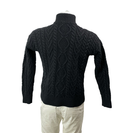 Lauren Ralph Lauren Mens Black 1/4 Zip Cashmere Turtleneck Cable Knit Sweater S