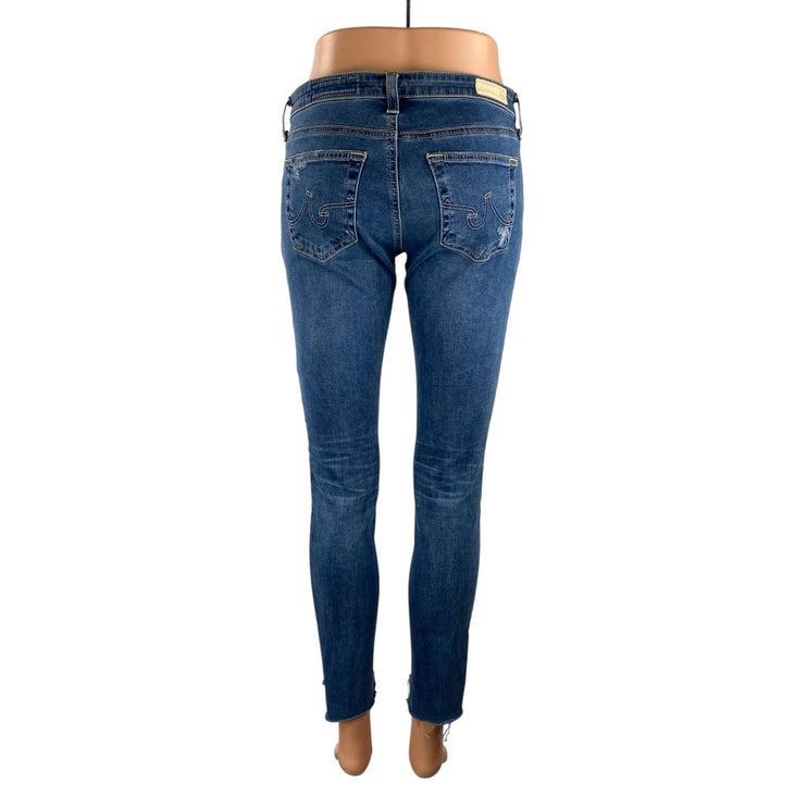 Adriano Goldschmied Blue Distressed Frayed Hem Super Skinny Denim Jeans Pant 28