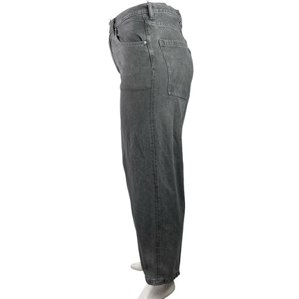 H&M Women's Gray High Rise Relaxed Baggy Fit Straight Leg Denim Jeans Pants 32