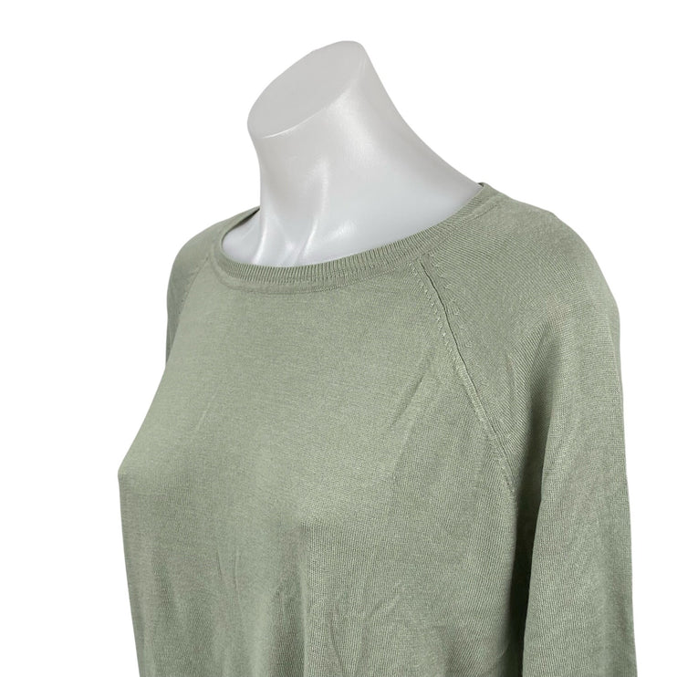 Zara Women's Green Knit Round Neck Long Sleeve Casual T-Shirt Sweater Top Size M