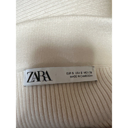 Zara Beige Strapless Sleeveless Ribbed Knit Tube Bandeau Mini Bodycon Dress Sz S