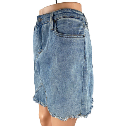 Mossimo Blue Raw Fayed Hem High Rise Mini Deconstructed A-Line Denim Skirt 12/31